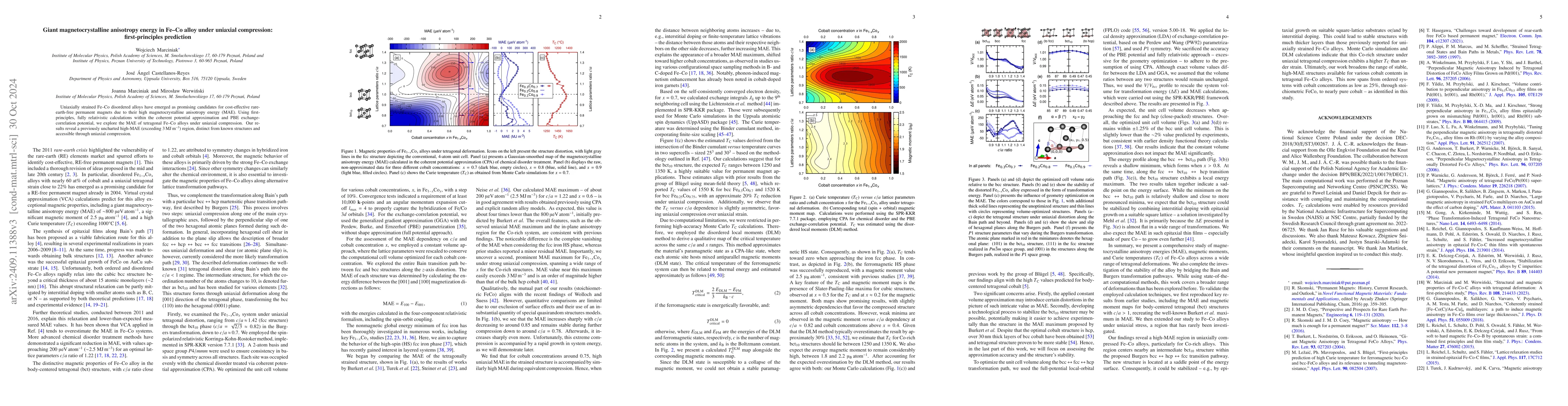 Thumbnail for Giant magnetocrystalline anisotropy energy in Fe--Co alloy under
  uniaxial compression: first-principles prediction