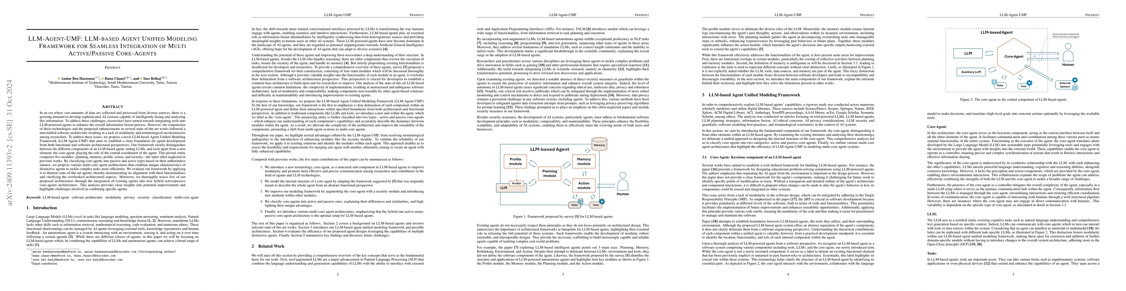 Thumbnail for LLM-Agent-UMF: LLM-based Agent Unified Modeling Framework for Seamless
  Integration of Multi Active/Passive Core-Agents