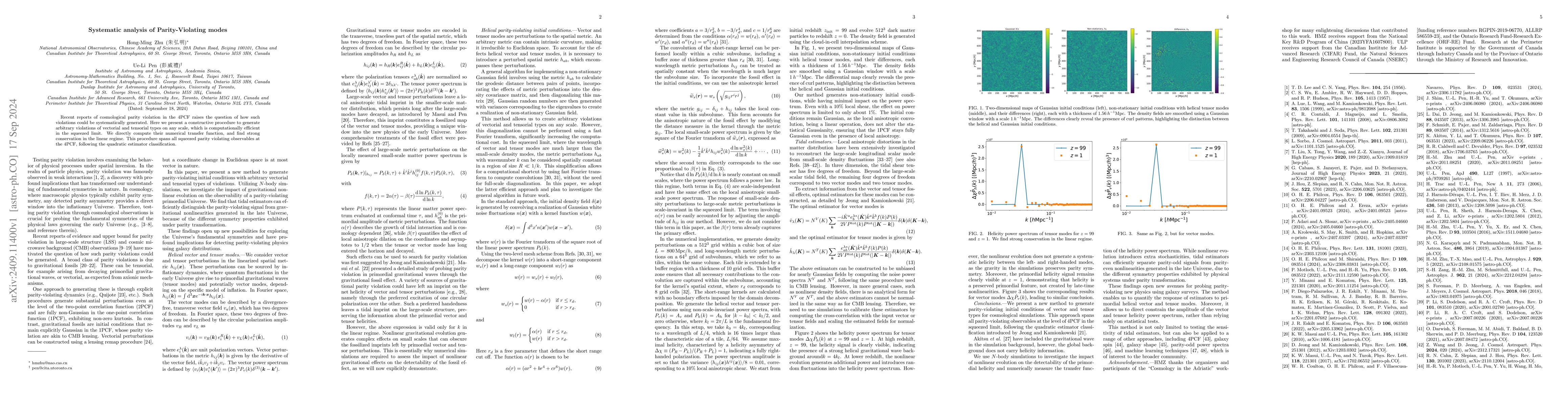 Thumbnail for Systematic analysis of Parity-Violating modes