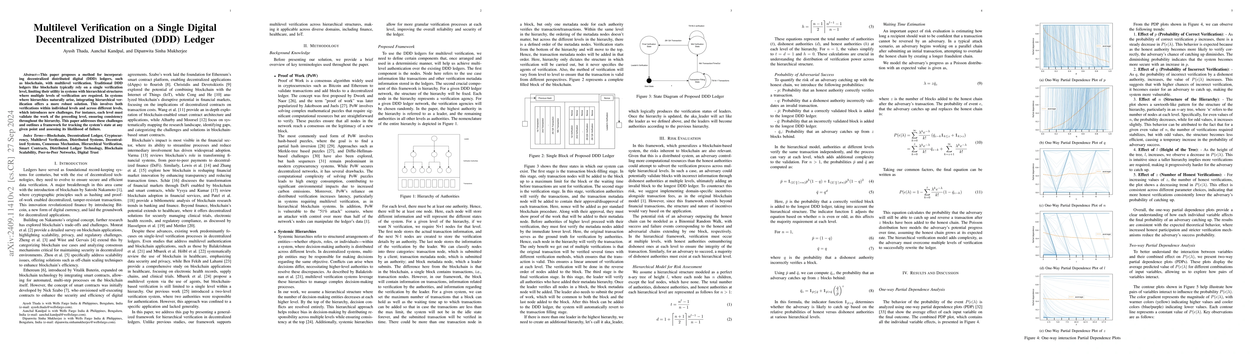 Thumbnail for Multilevel Verification on a Single Digital Decentralized Distributed
  (DDD) Ledger