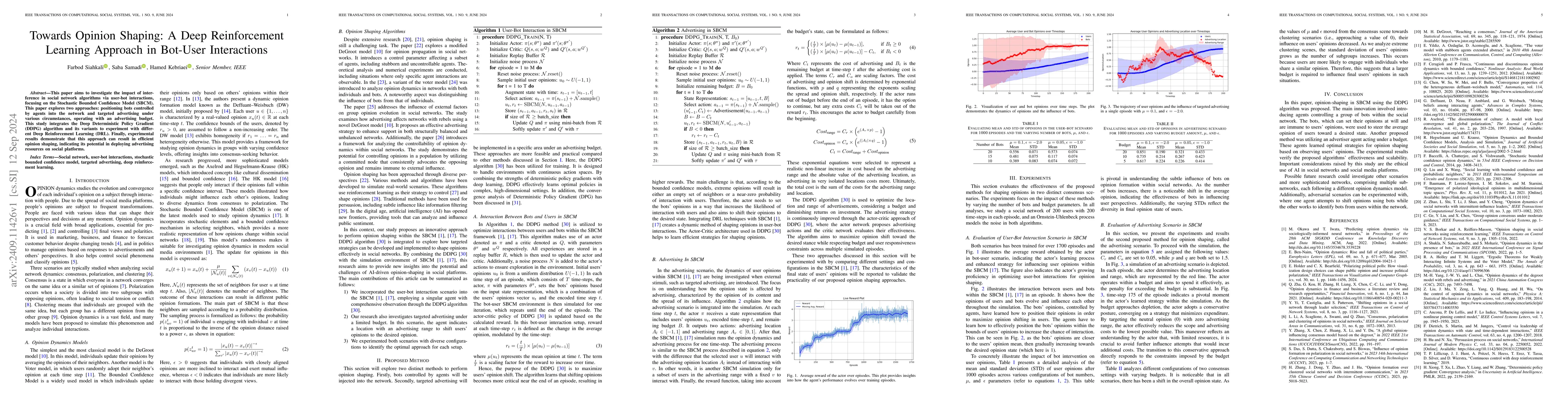 Thumbnail for Towards Opinion Shaping: A Deep Reinforcement Learning Approach in
  Bot-User Interactions