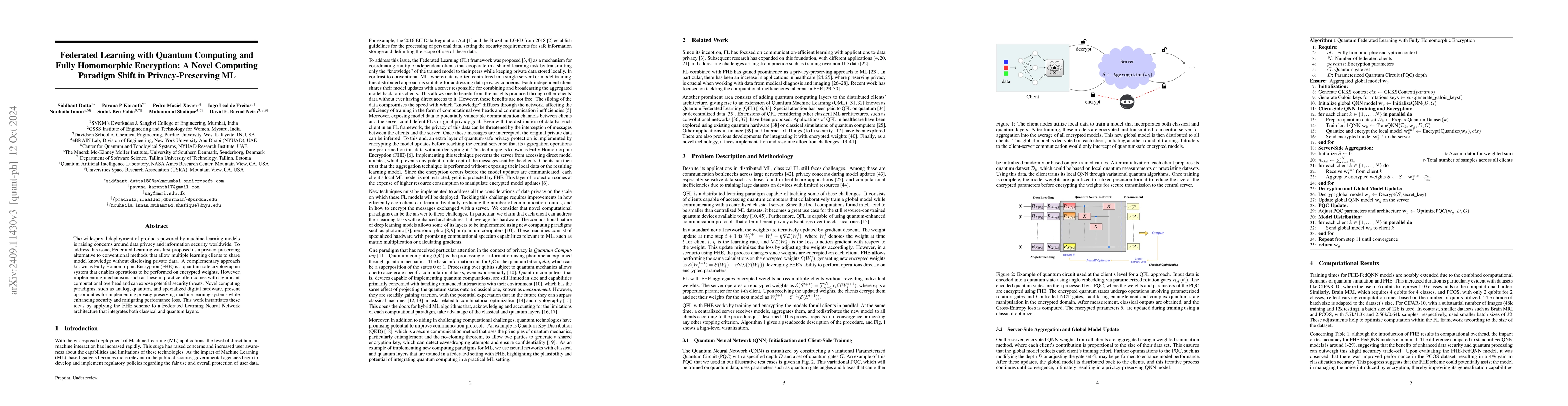 Thumbnail for Federated Learning with Quantum Computing and Fully Homomorphic
  Encryption: A Novel Computing Paradigm Shift in Privacy-Preserving ML