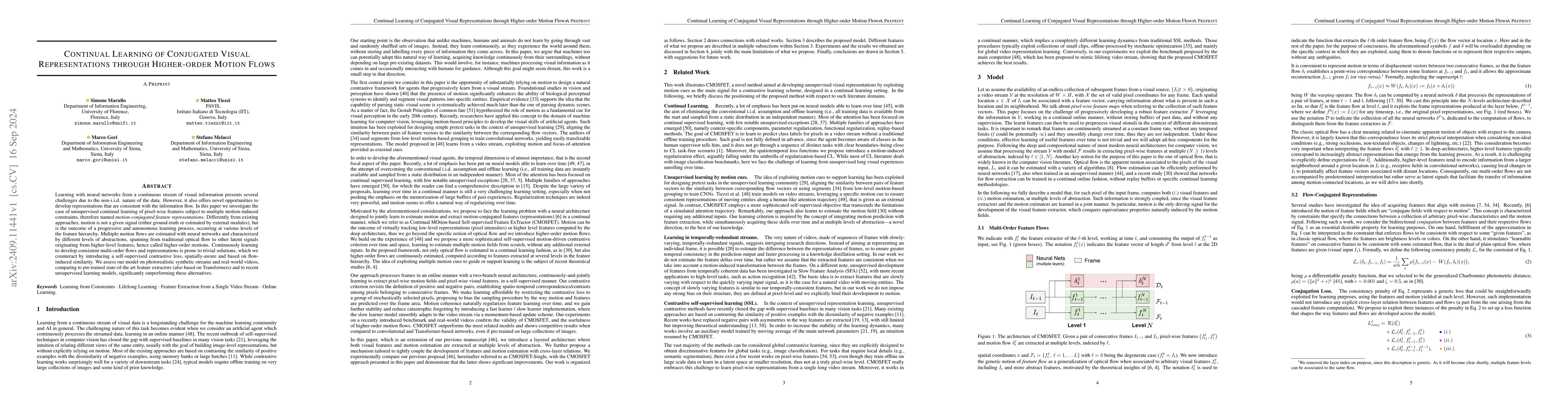 Thumbnail for Continual Learning of Conjugated Visual Representations through
  Higher-order Motion Flows