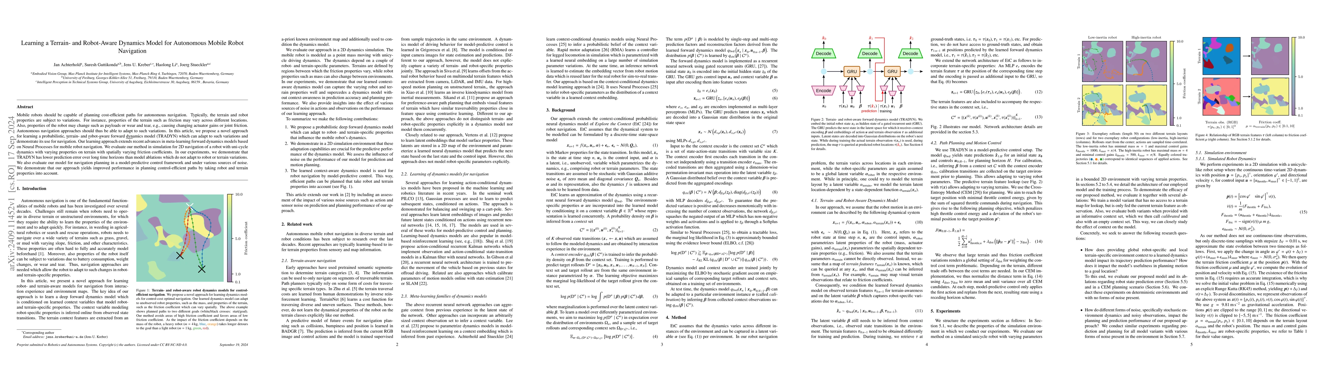 Thumbnail for Learning a Terrain- and Robot-Aware Dynamics Model for Autonomous Mobile
  Robot Navigation