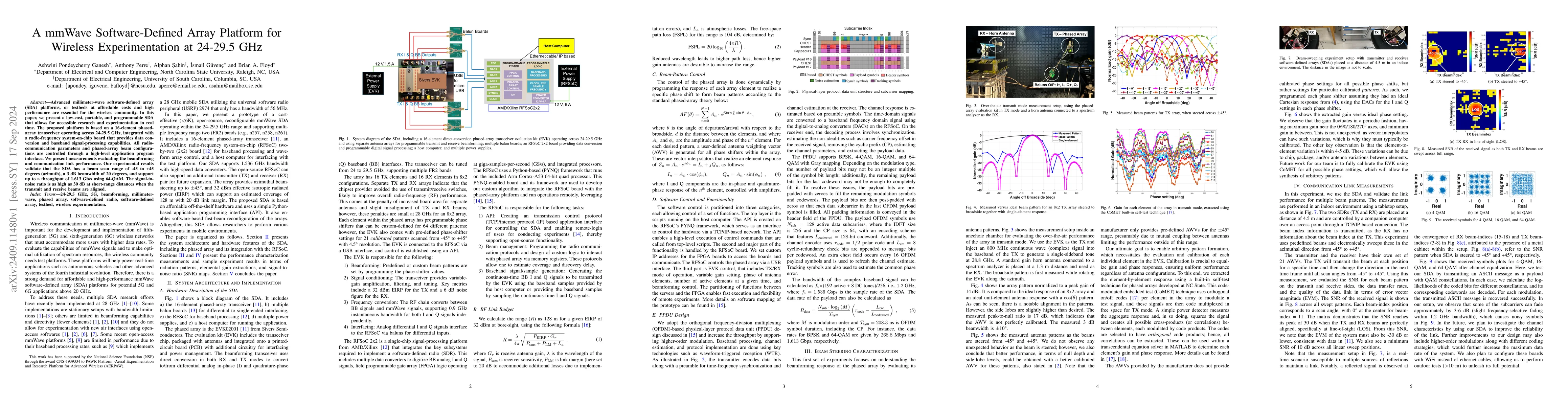 Thumbnail for A mmWave Software-Defined Array Platform for Wireless Experimentation at
  24-29.5 GHz