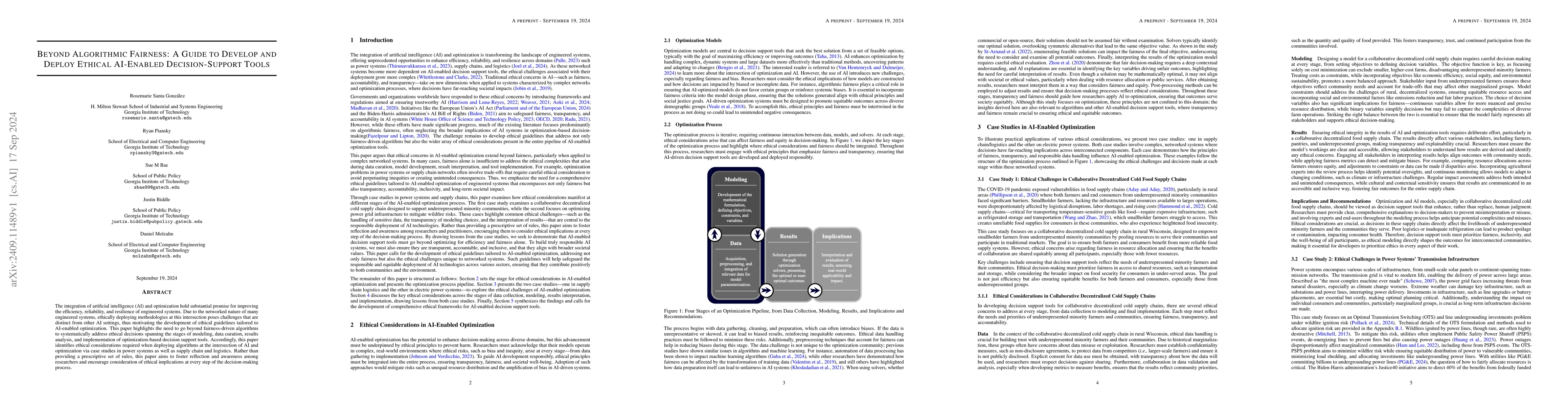 Thumbnail for Beyond Algorithmic Fairness: A Guide to Develop and Deploy Ethical
  AI-Enabled Decision-Support Tools