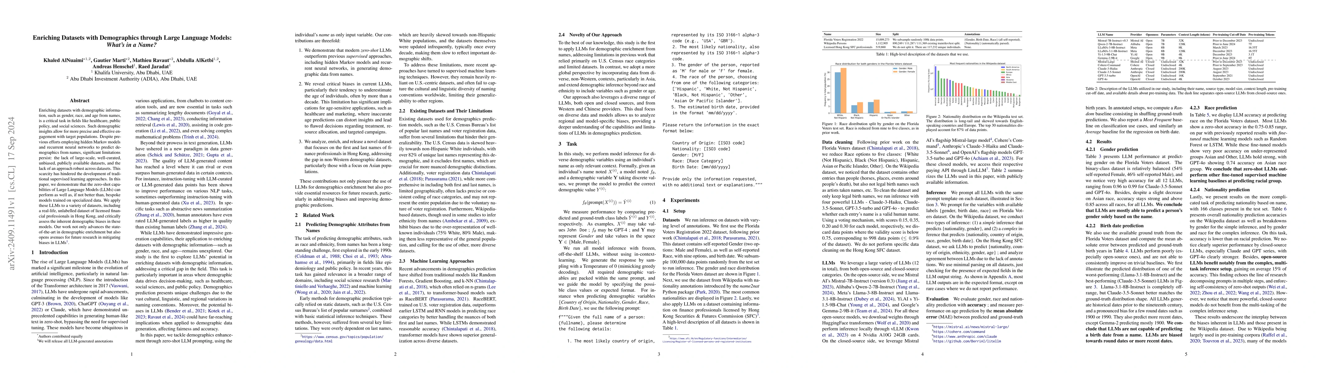 Thumbnail for Enriching Datasets with Demographics through Large Language Models:
  What's in a Name?