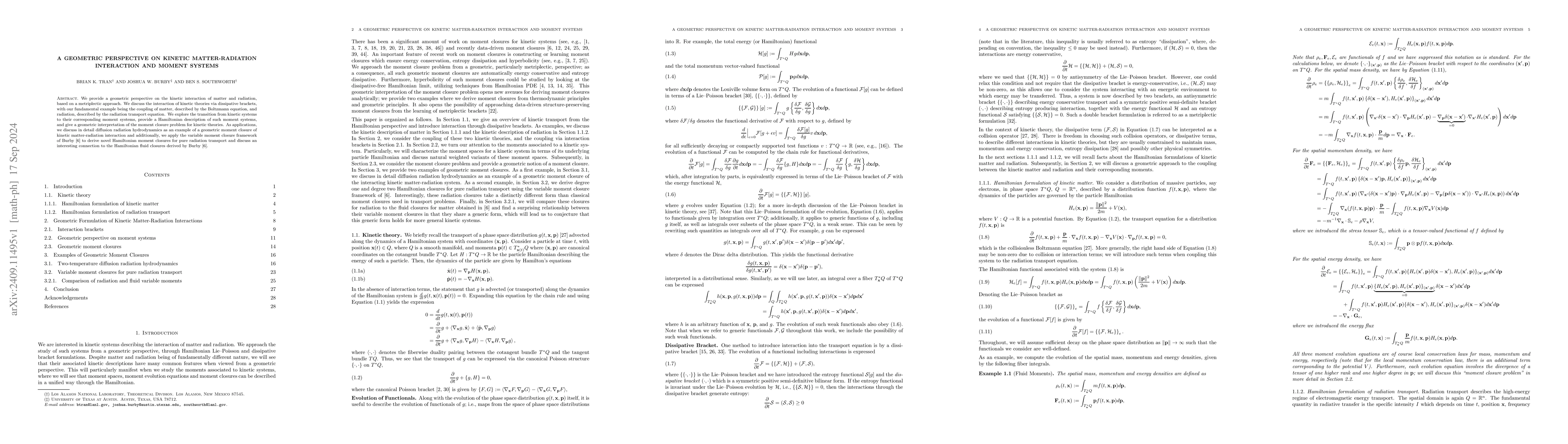 Thumbnail for A Geometric Perspective on Kinetic Matter-Radiation Interaction and
  Moment Systems