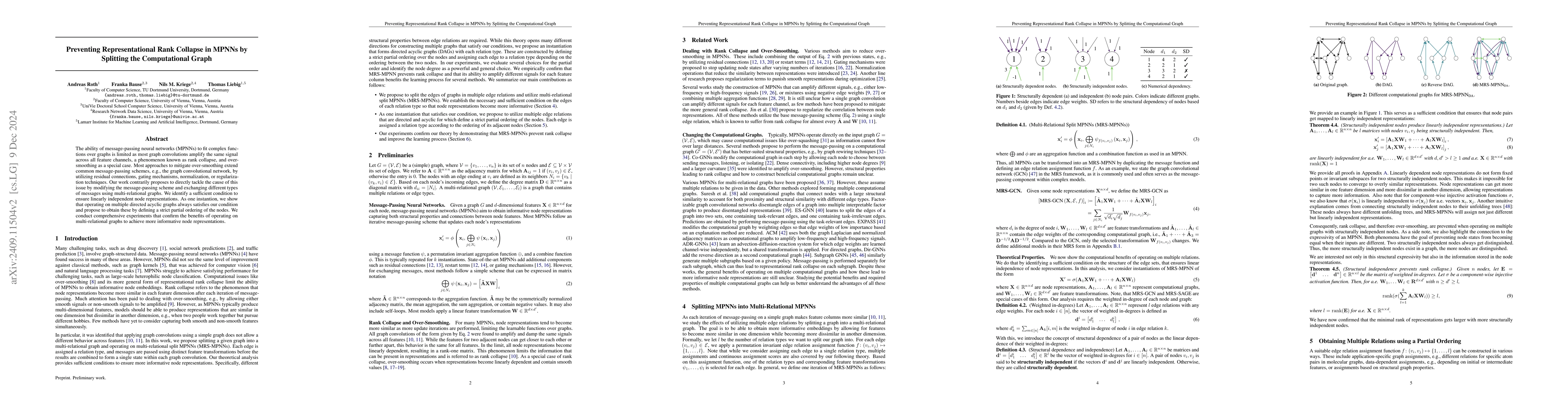 Thumbnail for Preventing Representational Rank Collapse in MPNNs by Splitting the
  Computational Graph