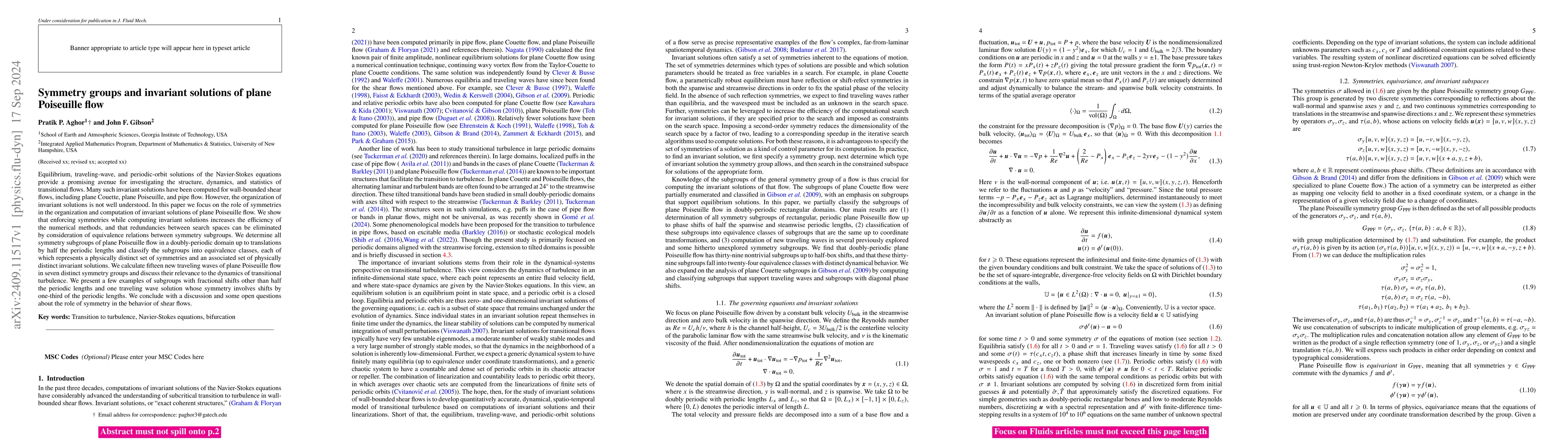 Thumbnail for Symmetry groups and invariant solutions of plane Poiseuille flow