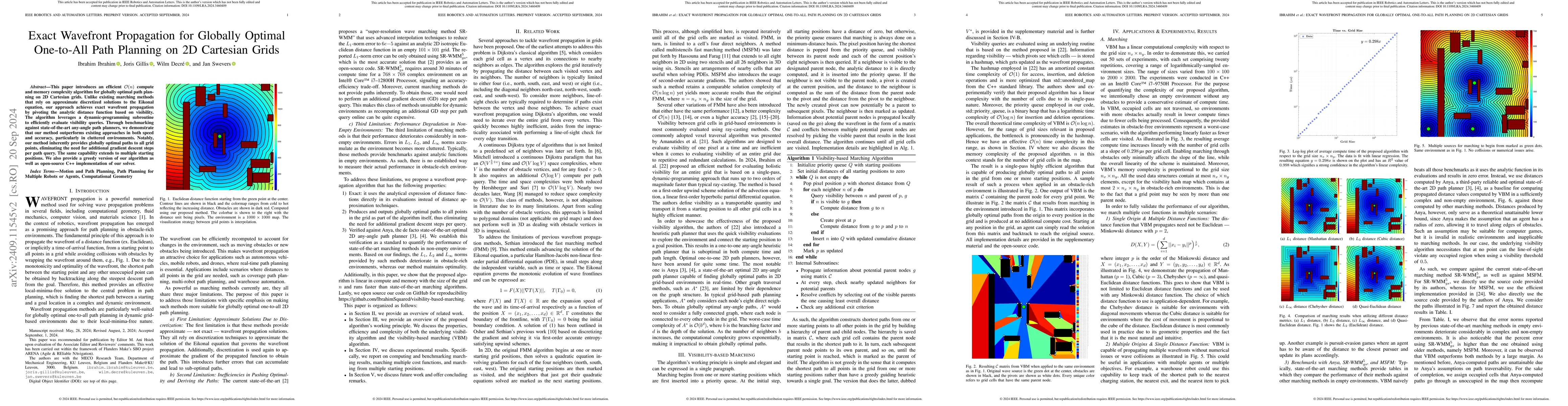Thumbnail for Exact Wavefront Propagation for Globally Optimal One-to-All Path
  Planning on 2D Cartesian Grids