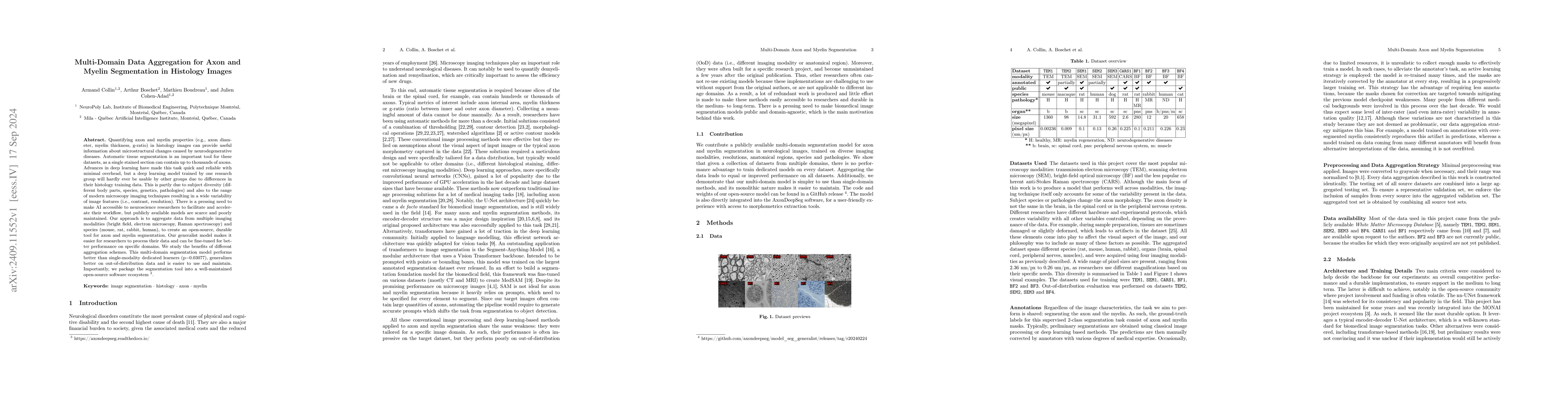 Thumbnail for Multi-Domain Data Aggregation for Axon and Myelin Segmentation in
  Histology Images
