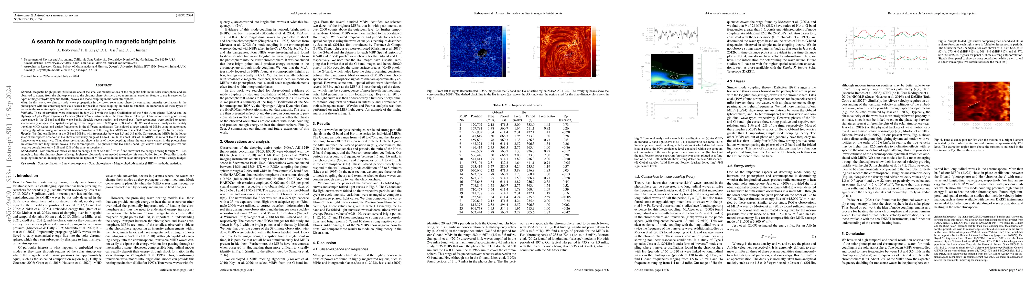 Thumbnail for A search for mode coupling in magnetic bright points