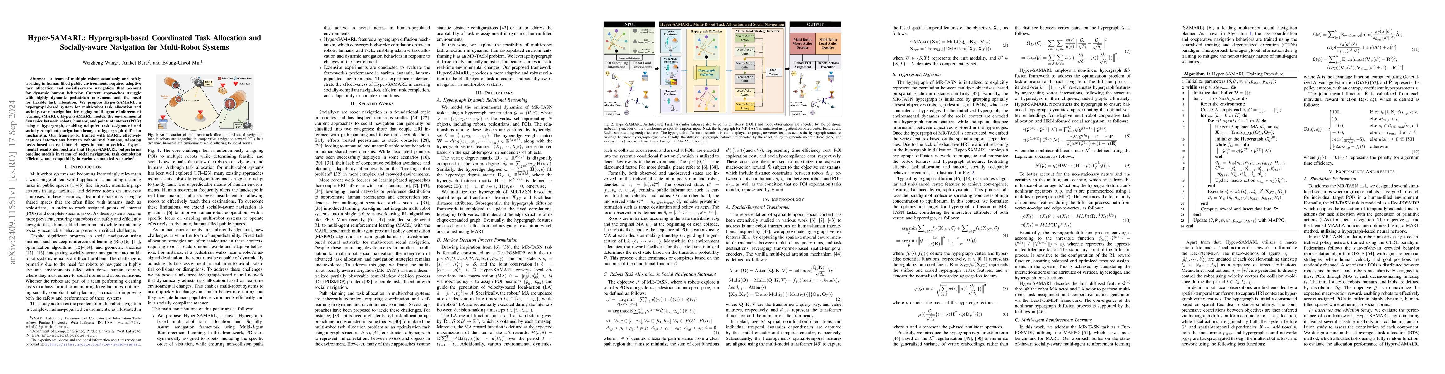 Thumbnail for Hyper-SAMARL: Hypergraph-based Coordinated Task Allocation and
  Socially-aware Navigation for Multi-Robot Systems