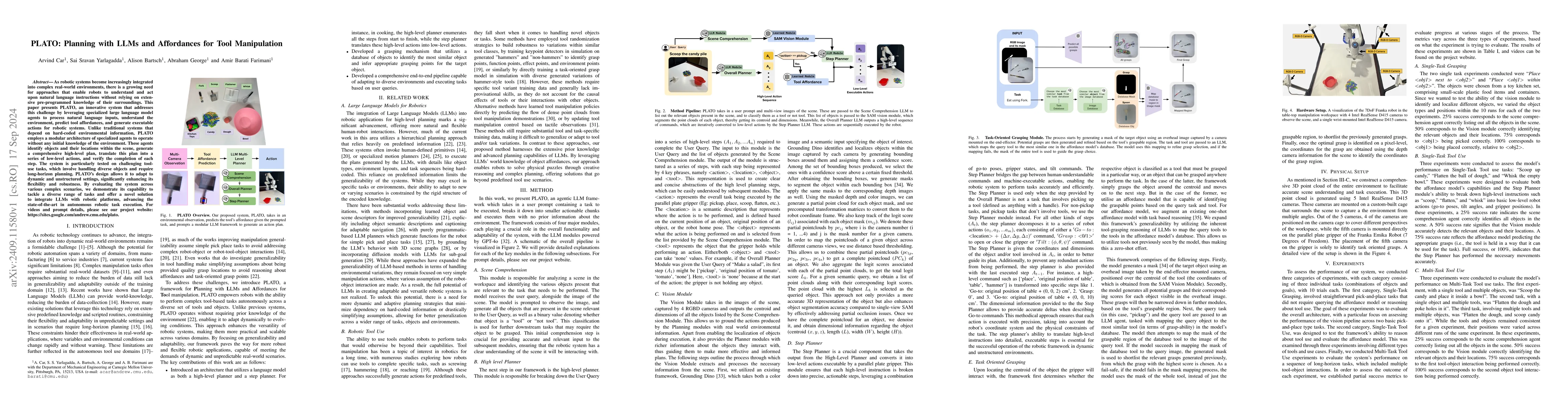 Thumbnail for PLATO: Planning with LLMs and Affordances for Tool Manipulation