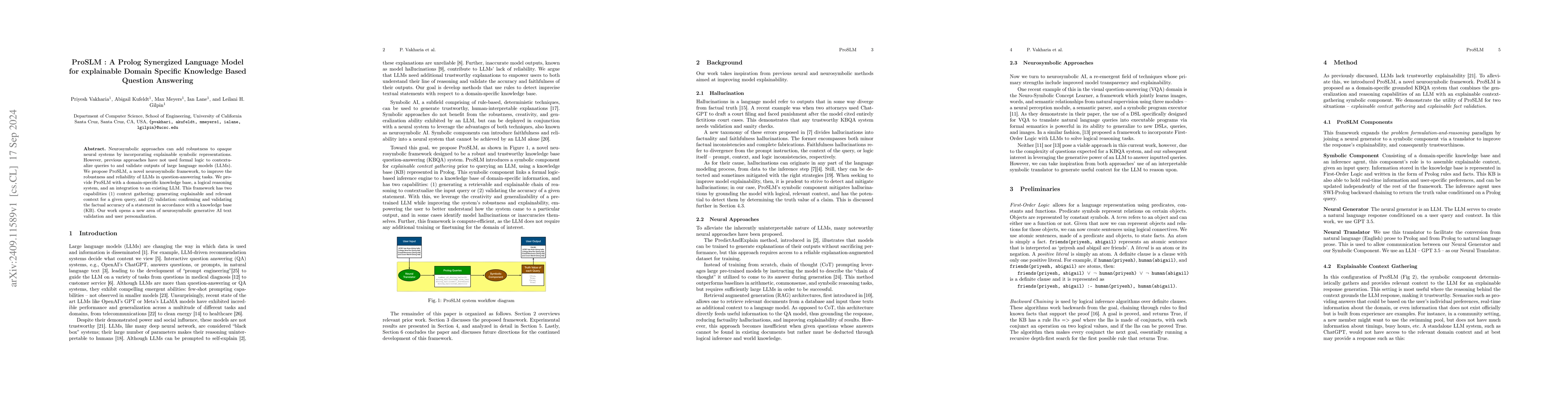 Thumbnail for ProSLM : A Prolog Synergized Language Model for explainable Domain
  Specific Knowledge Based Question Answering