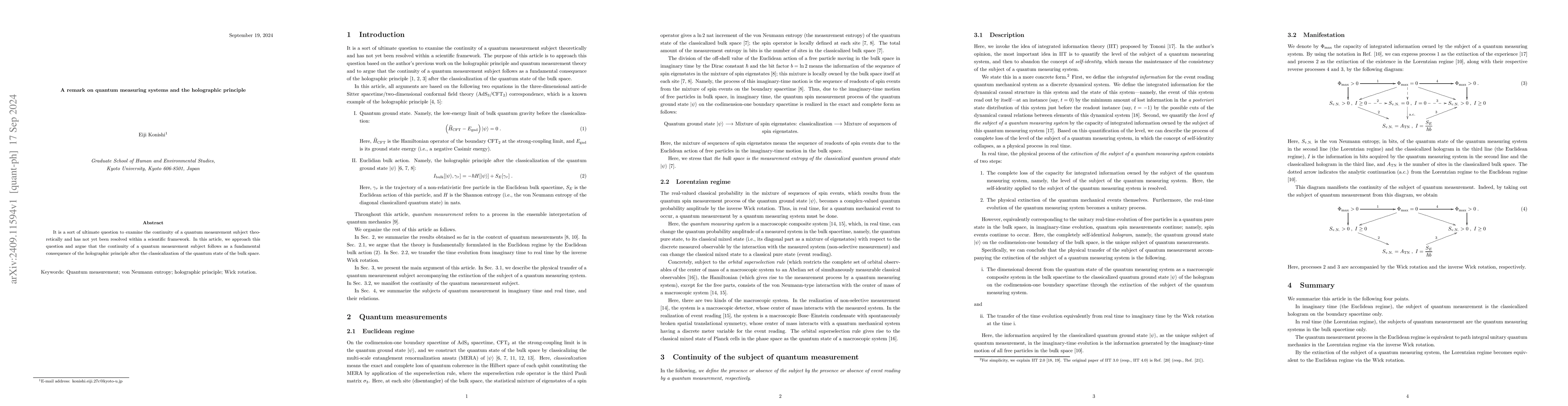 Thumbnail for A remark on quantum measuring systems and the holographic principle