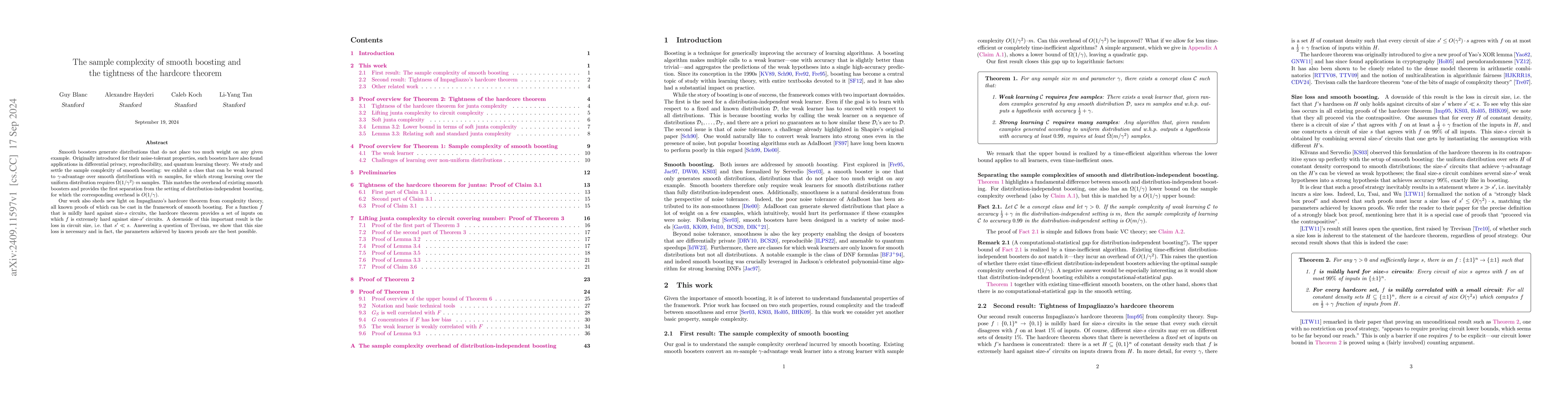 Thumbnail for The Sample Complexity of Smooth Boosting and the Tightness of the
  Hardcore Theorem