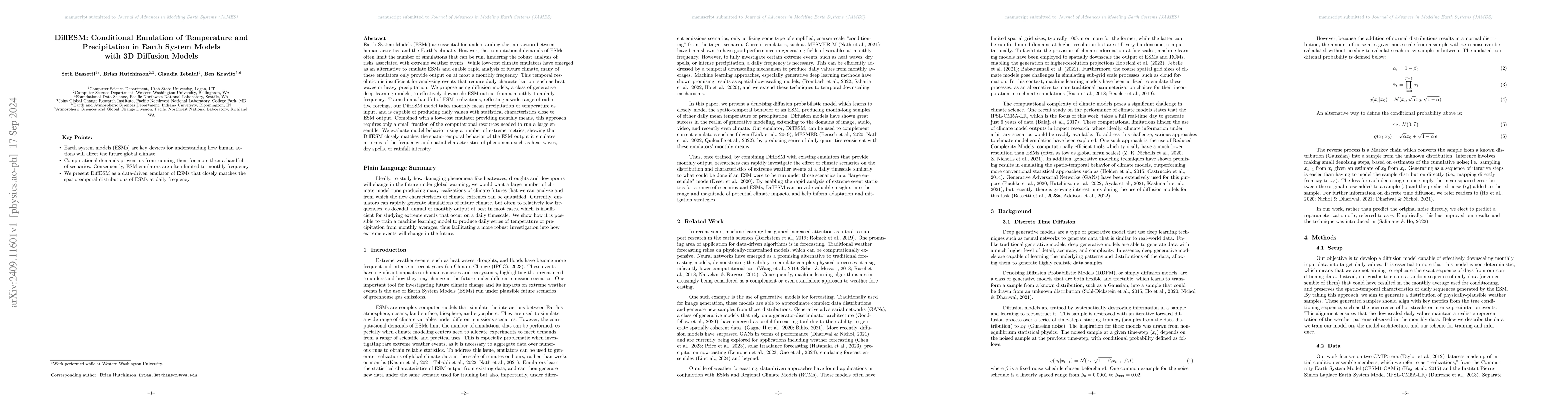 Thumbnail for DiffESM: Conditional Emulation of Temperature and Precipitation in Earth
  System Models with 3D Diffusion Models