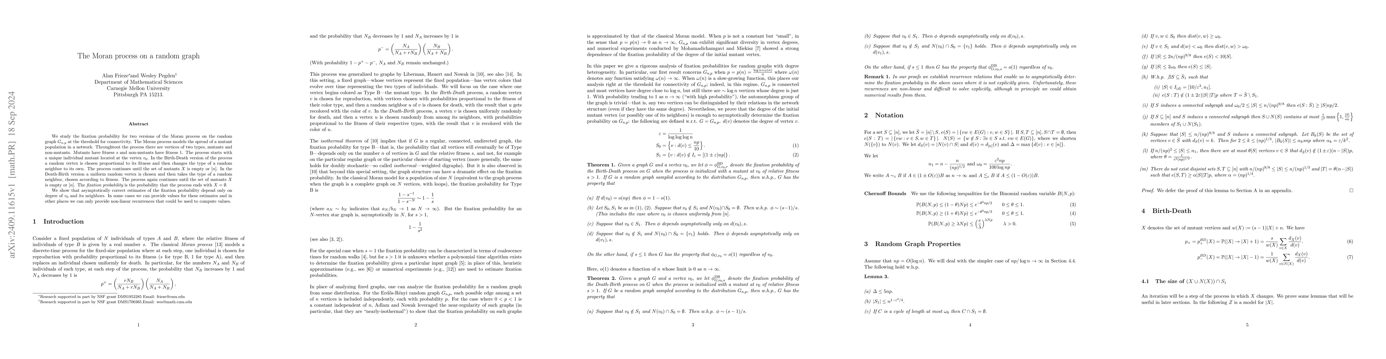 Thumbnail for The Moran process on a random graph