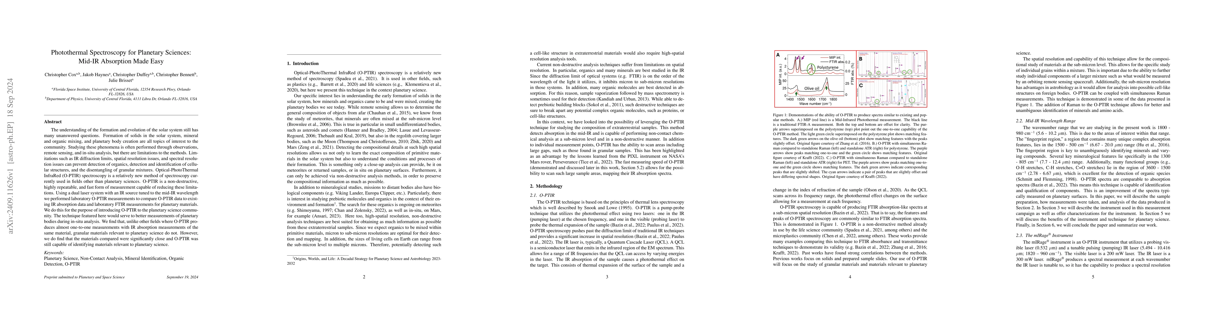 Thumbnail for Photothermal Spectroscopy for Planetary Sciences: Mid-IR Absorption Made
  Easy