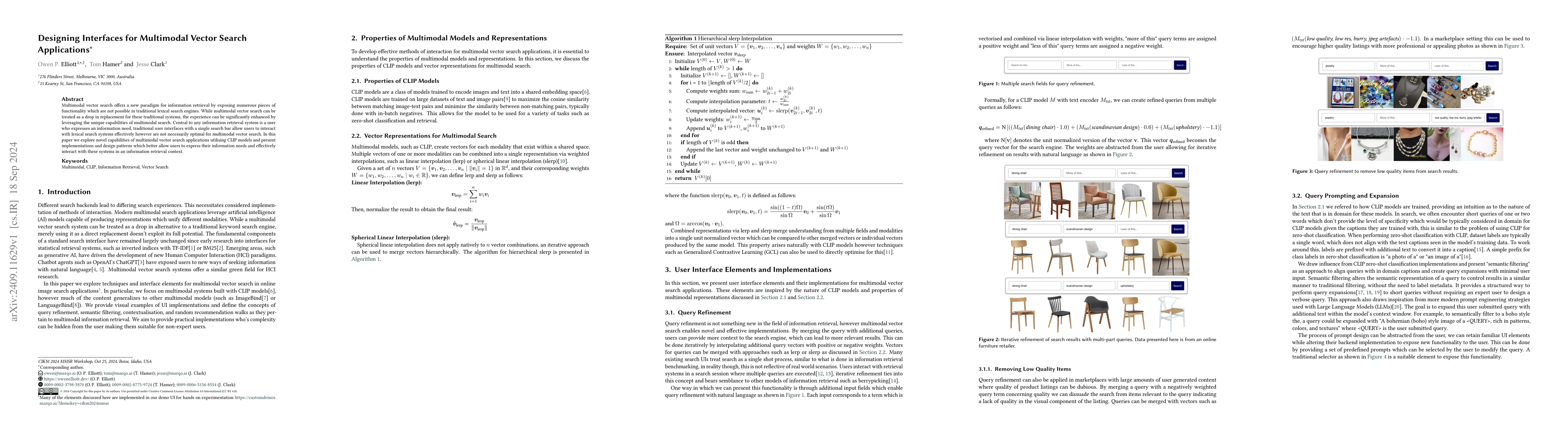 Thumbnail for Designing Interfaces for Multimodal Vector Search Applications