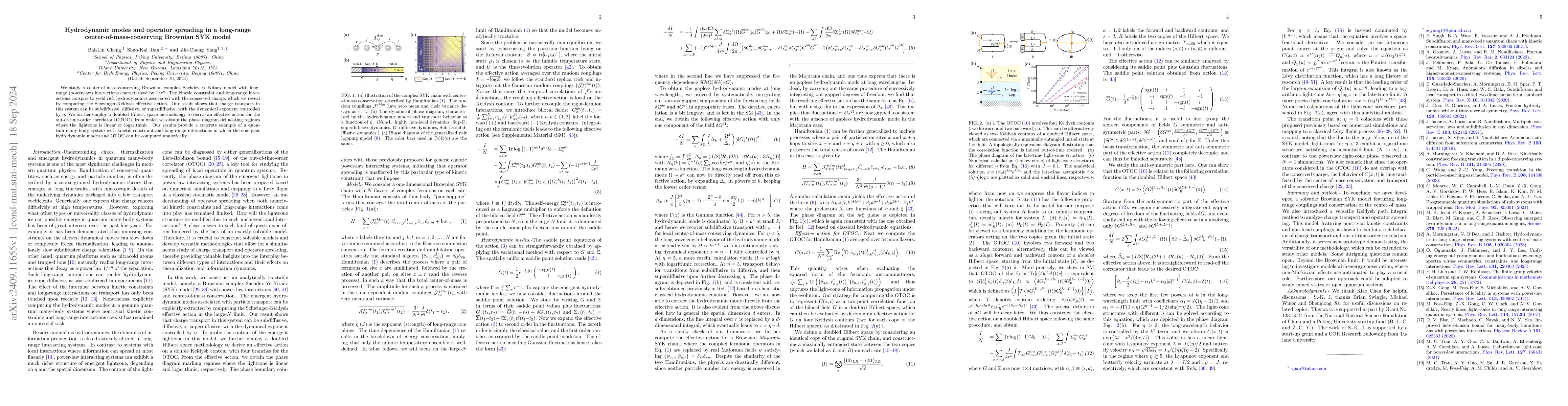 Thumbnail for Hydrodynamic modes and operator spreading in a long-range
  center-of-mass-conserving Brownian SYK model
