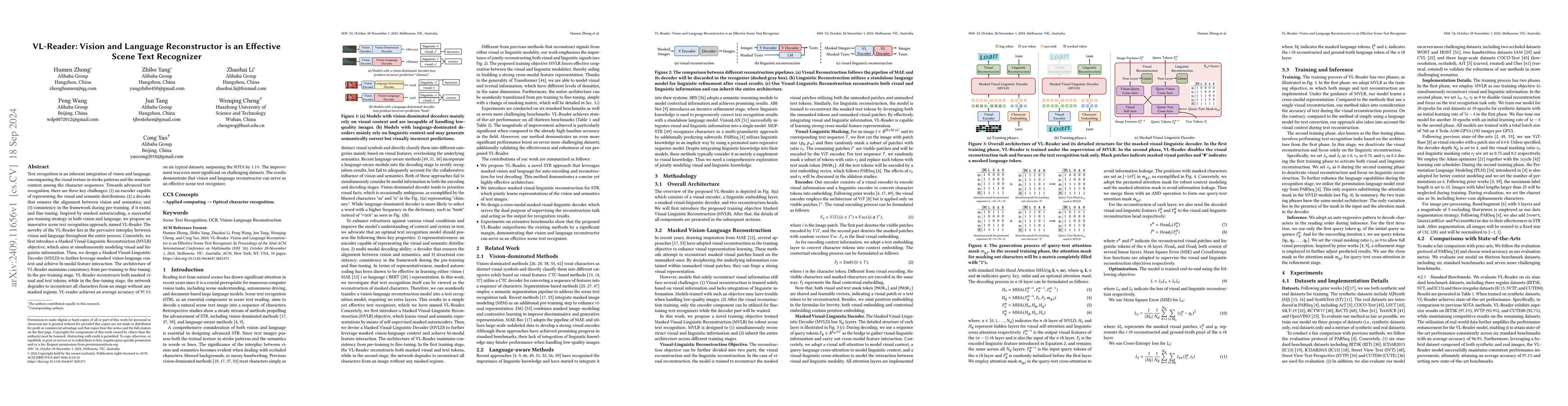 Thumbnail for VL-Reader: Vision and Language Reconstructor is an Effective Scene Text
  Recognizer