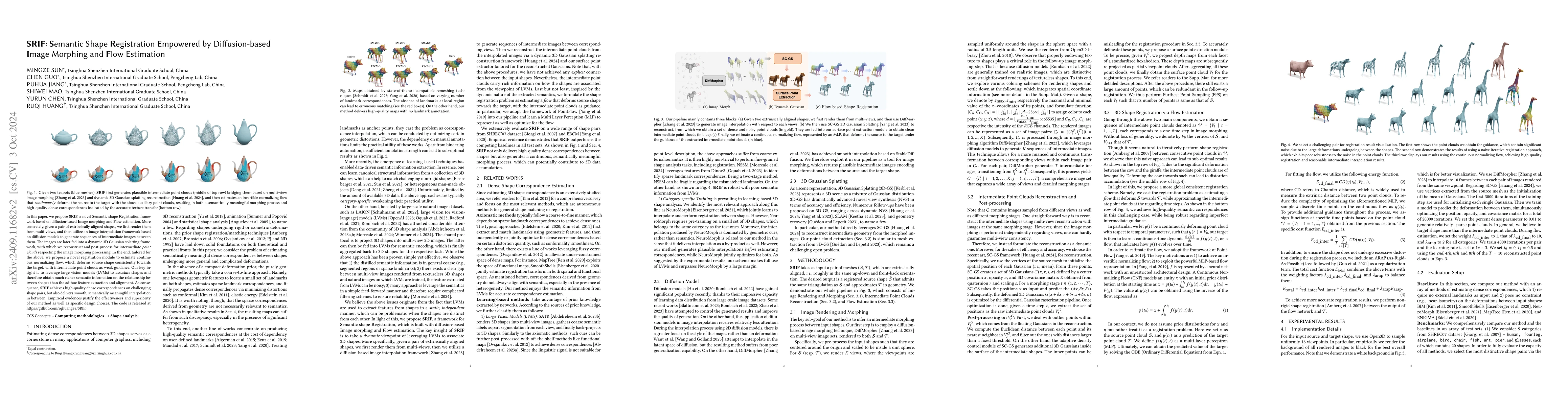 Thumbnail for SRIF: Semantic Shape Registration Empowered by Diffusion-based Image
  Morphing and Flow Estimation