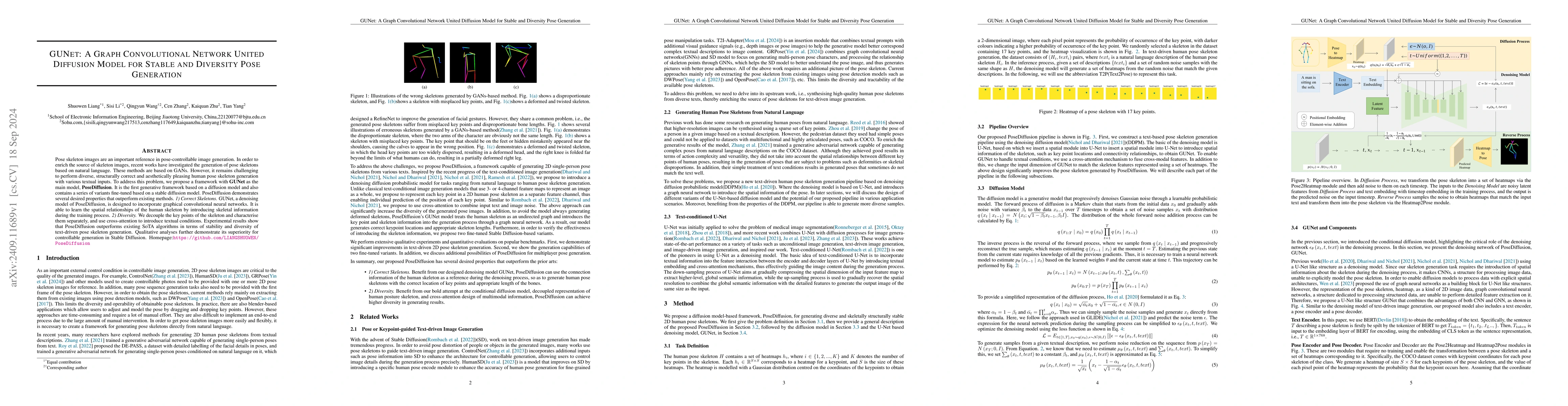 Thumbnail for GUNet: A Graph Convolutional Network United Diffusion Model for Stable
  and Diversity Pose Generation