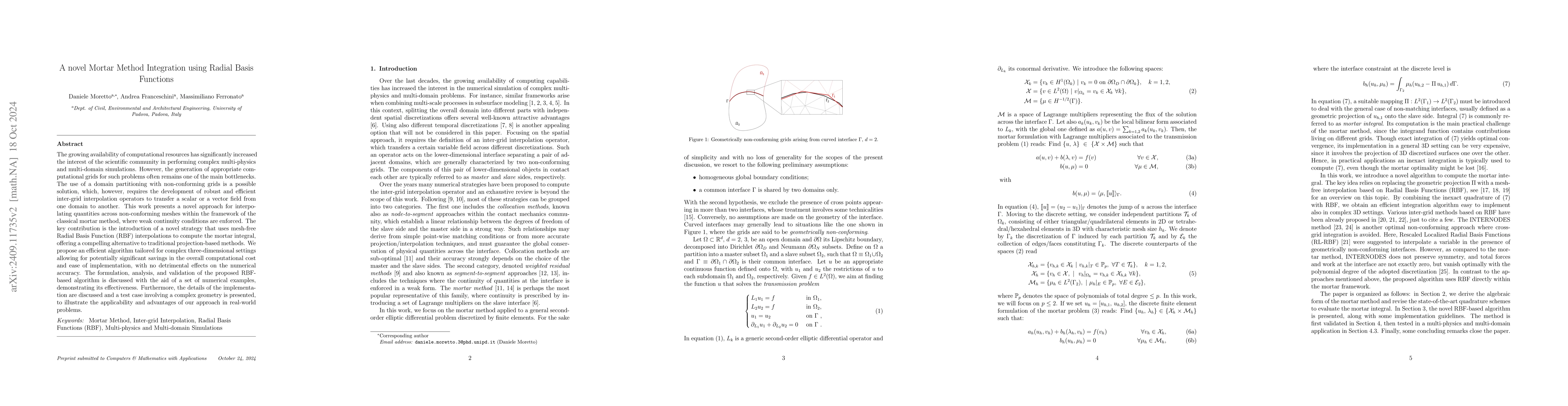 Thumbnail for A novel Mortar Method Integration using Radial Basis Functions