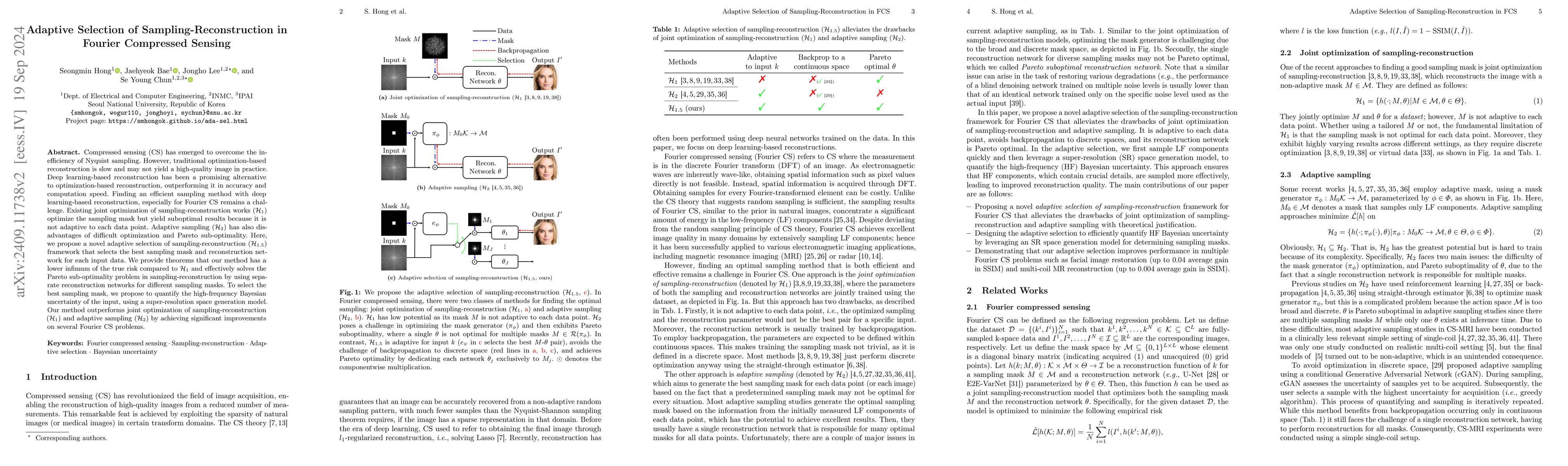 Thumbnail for Adaptive Selection of Sampling-Reconstruction in Fourier Compressed
  Sensing