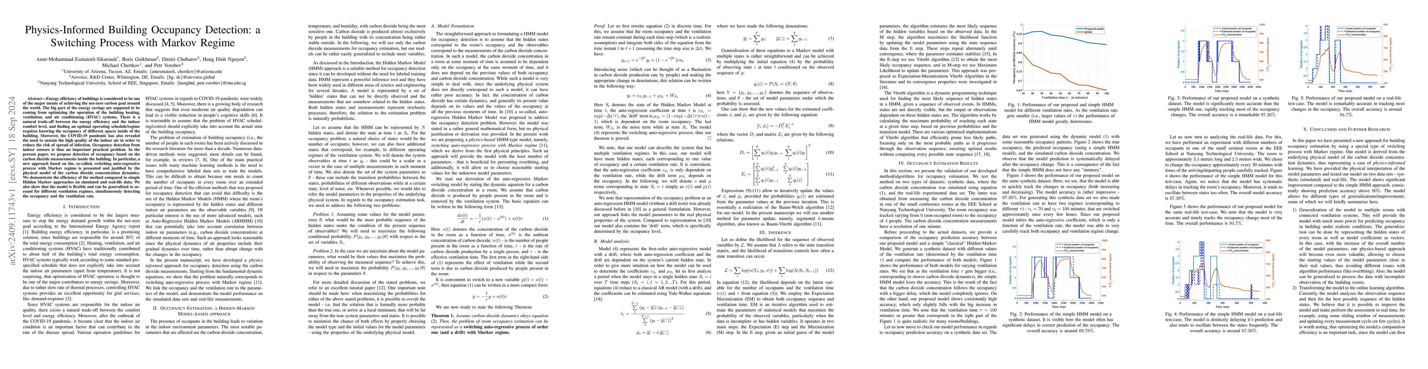 Thumbnail for Physics-Informed Building Occupancy Detection: a Switching Process with
  Markov Regime