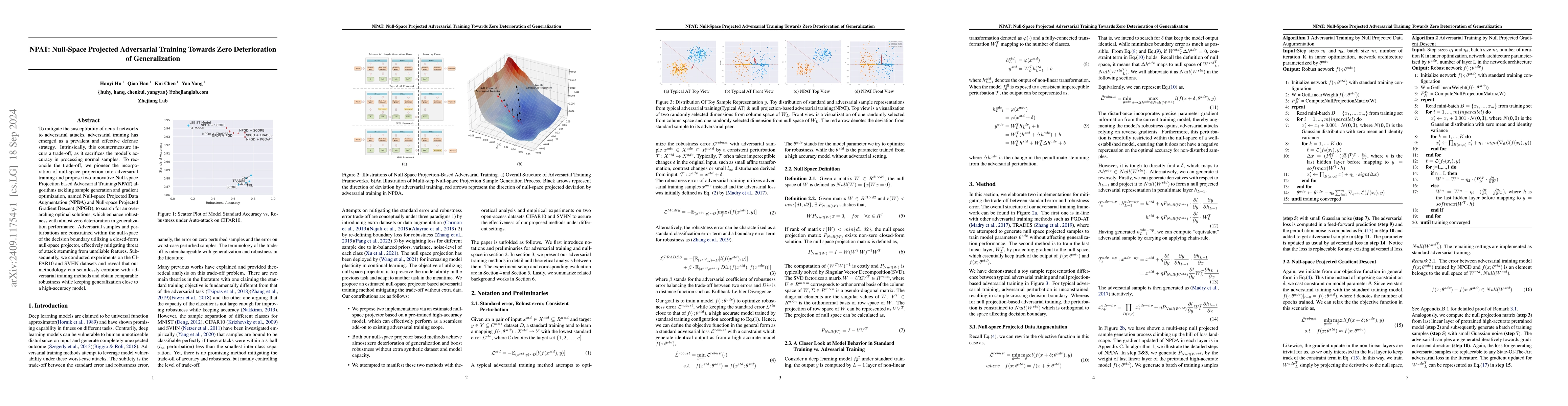 Thumbnail for NPAT Null-Space Projected Adversarial Training Towards Zero
  Deterioration