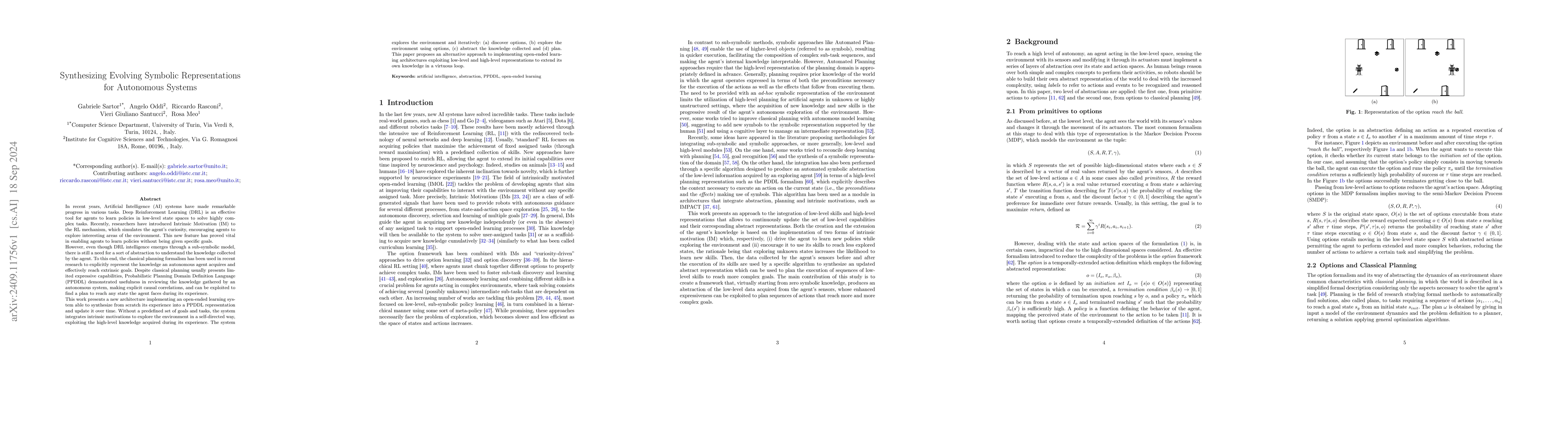 Thumbnail for Synthesizing Evolving Symbolic Representations for Autonomous Systems