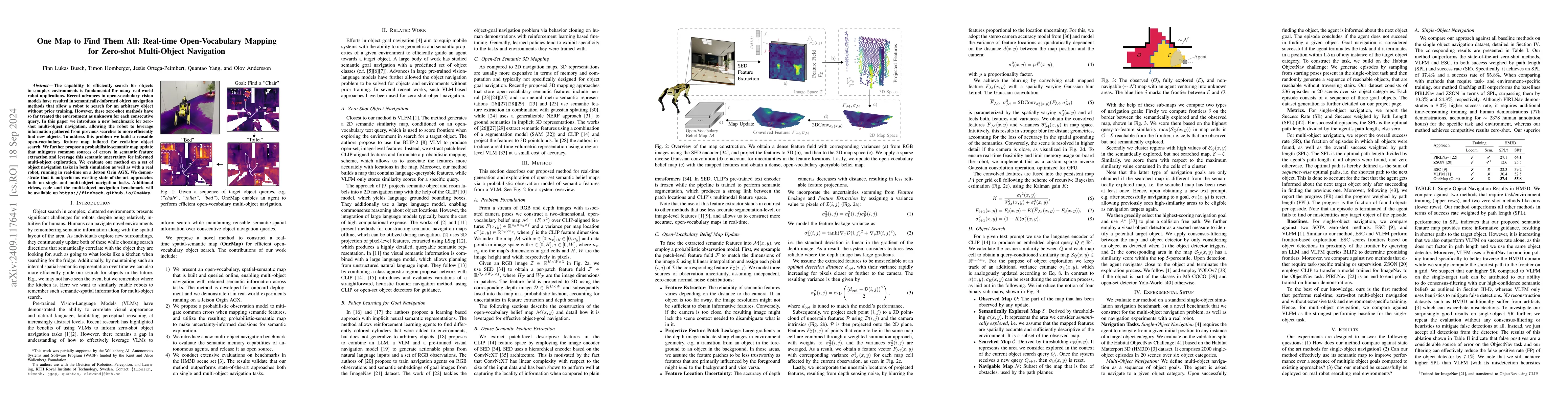 Thumbnail for One Map to Find Them All: Real-time Open-Vocabulary Mapping for
  Zero-shot Multi-Object Navigation