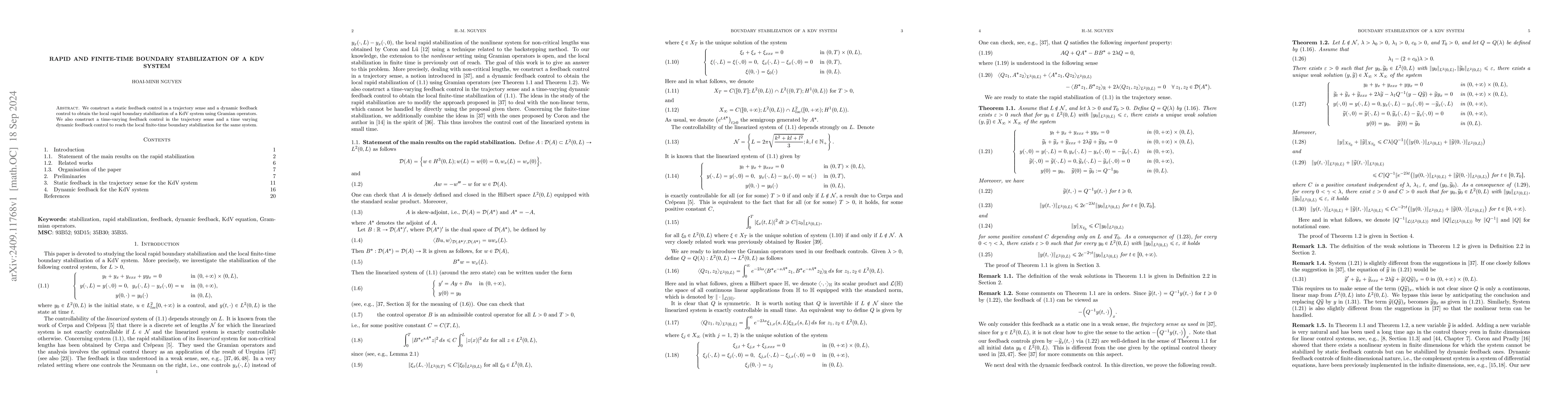 Thumbnail for Rapid and finite-time boundary stabilization of a KdV system