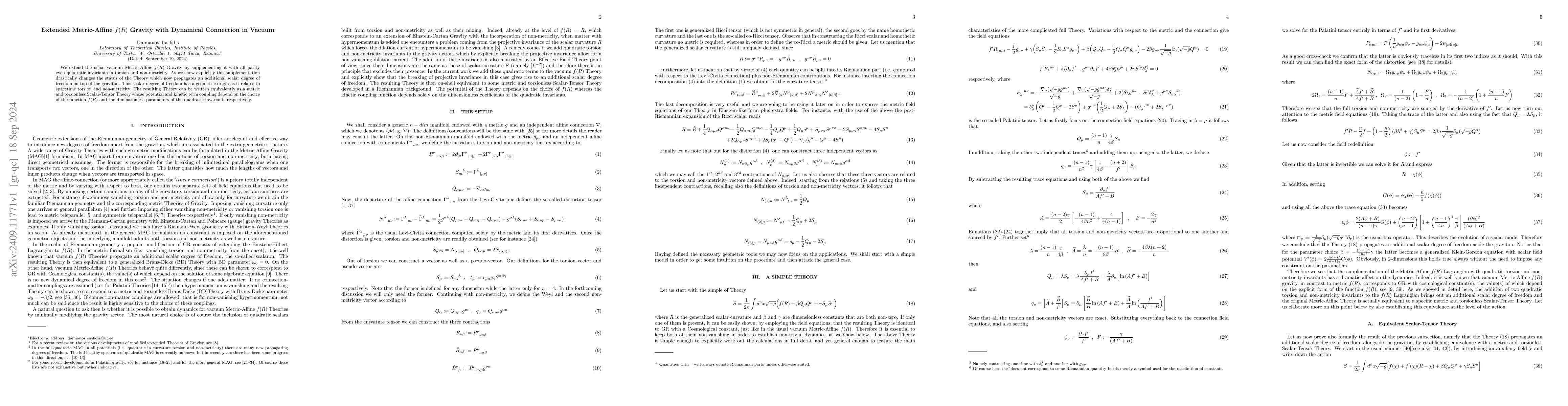 Thumbnail for Extended Metric-Affine $f(R)$ Gravity with Dynamical Connection in
  Vacuum