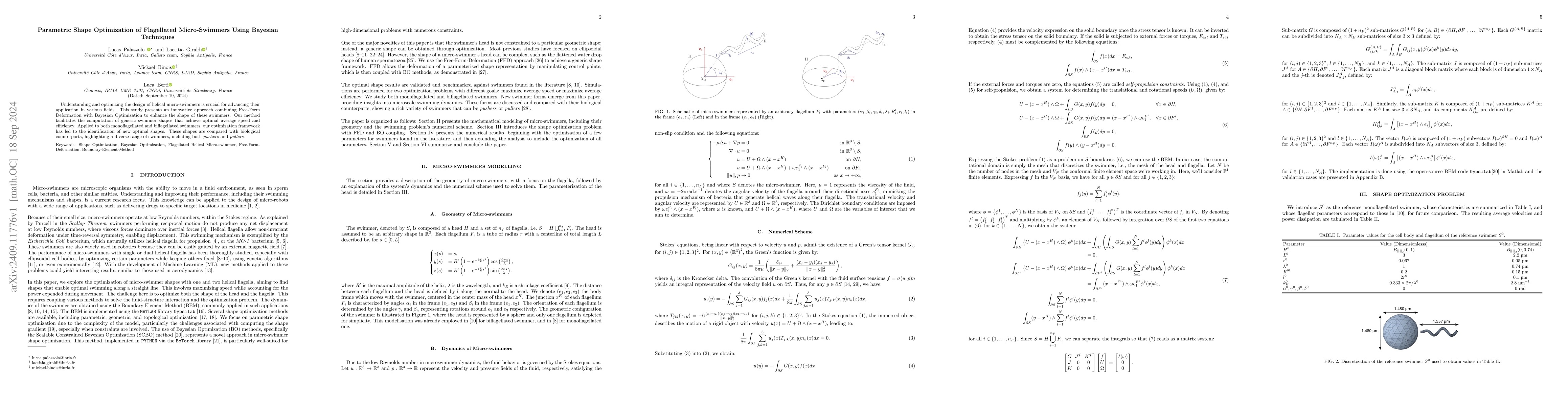 Thumbnail for Parametric Shape Optimization of Flagellated Micro-Swimmers Using
  Bayesian Techniques