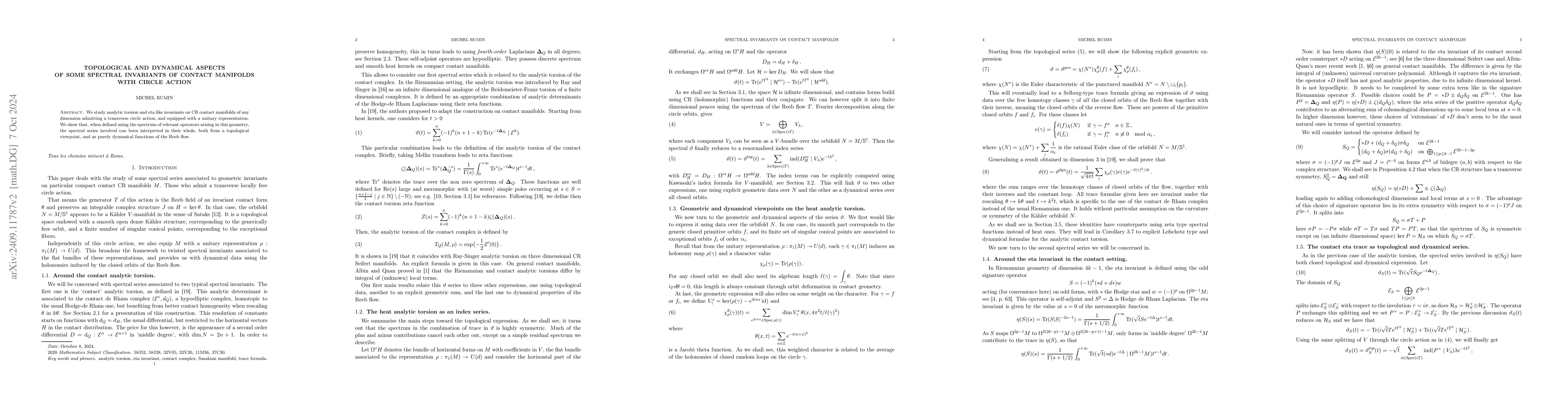 Thumbnail for Topological and dynamical aspects of some spectral invariants of contact
  manifolds with circle action