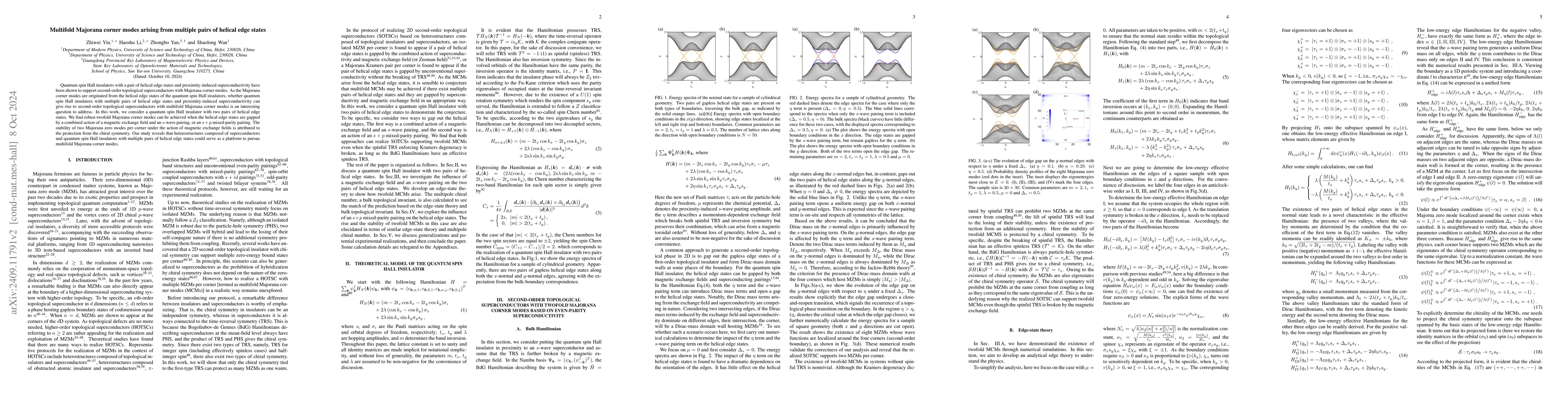 Thumbnail for Multifold Majorana corner modes arising from multiple pairs of helical
  edge states
