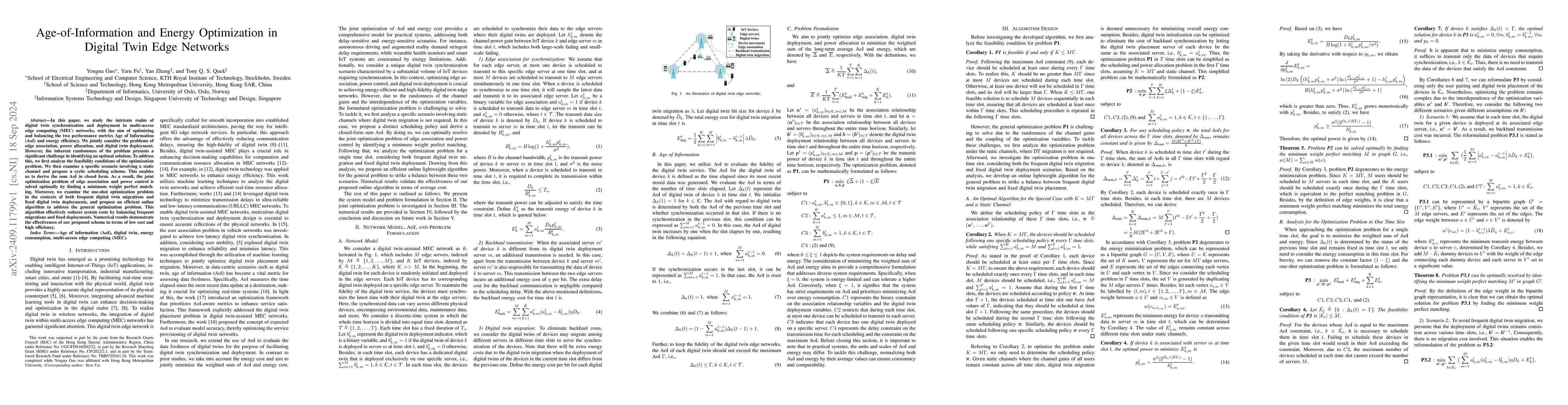 Thumbnail for Age-of-Information and Energy Optimization in Digital Twin Edge Networks