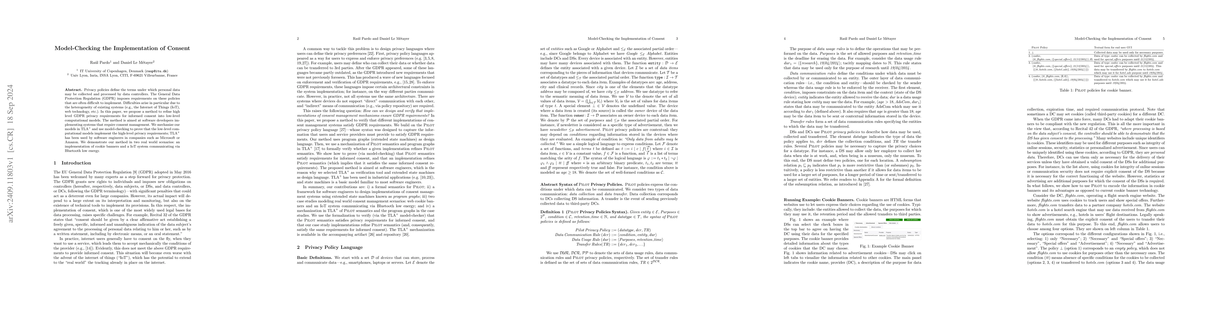 Thumbnail for Model-Checking the Implementation of Consent