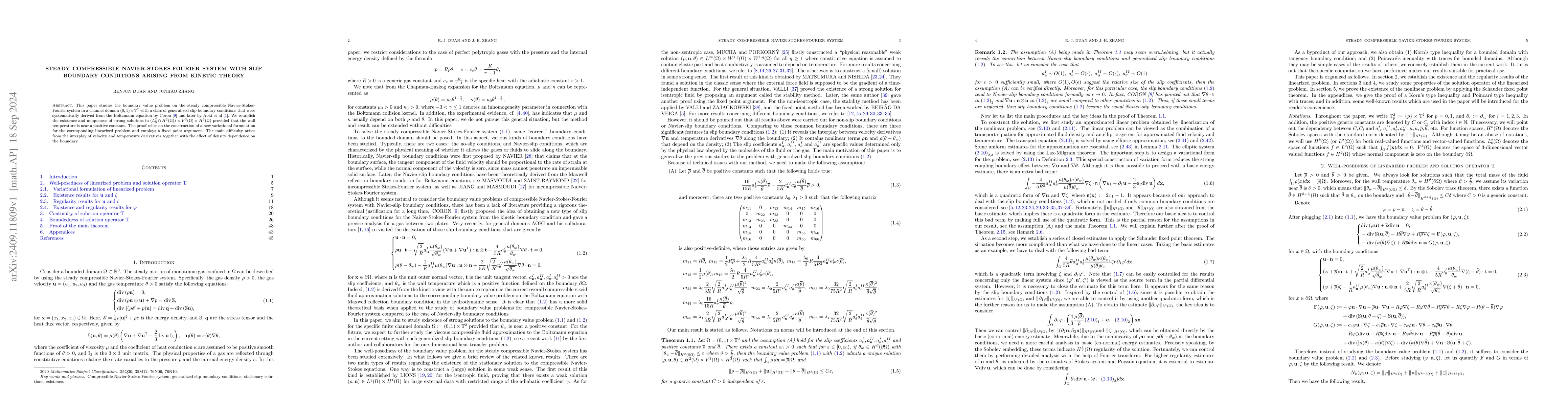 Thumbnail for Steady compressible Navier-Stokes-Fourier system with slip boundary
  conditions arising from kinetic theory