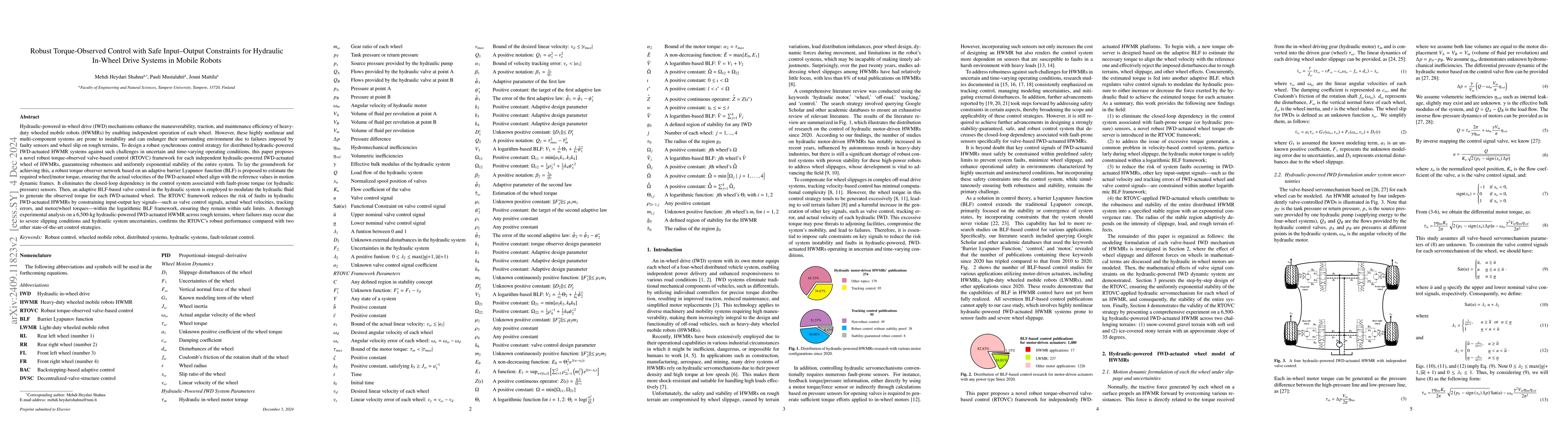 Thumbnail for Robust Sensor-Limited Control with Safe Input-Output Constraints for
  Hydraulic In-Wheel Motor Drive Mobility Systems
