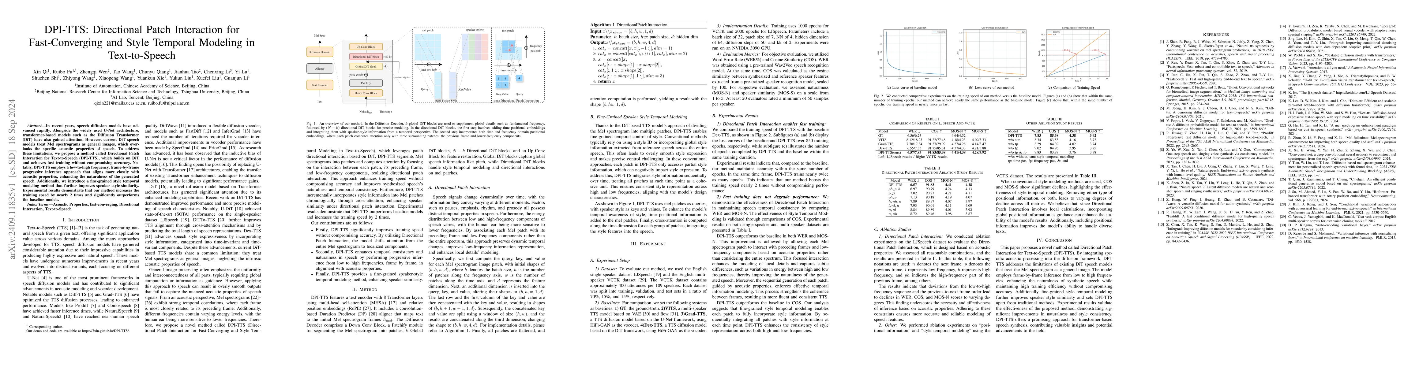 Thumbnail for DPI-TTS: Directional Patch Interaction for Fast-Converging and Style
  Temporal Modeling in Text-to-Speech