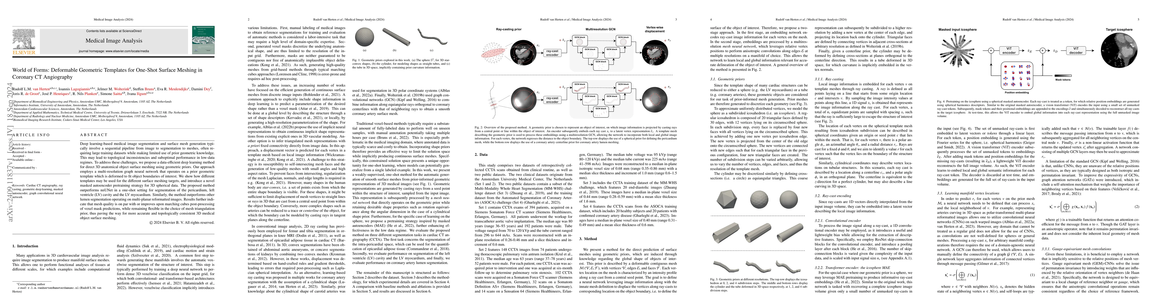 Thumbnail for World of Forms: Deformable Geometric Templates for One-Shot Surface
  Meshing in Coronary CT Angiography