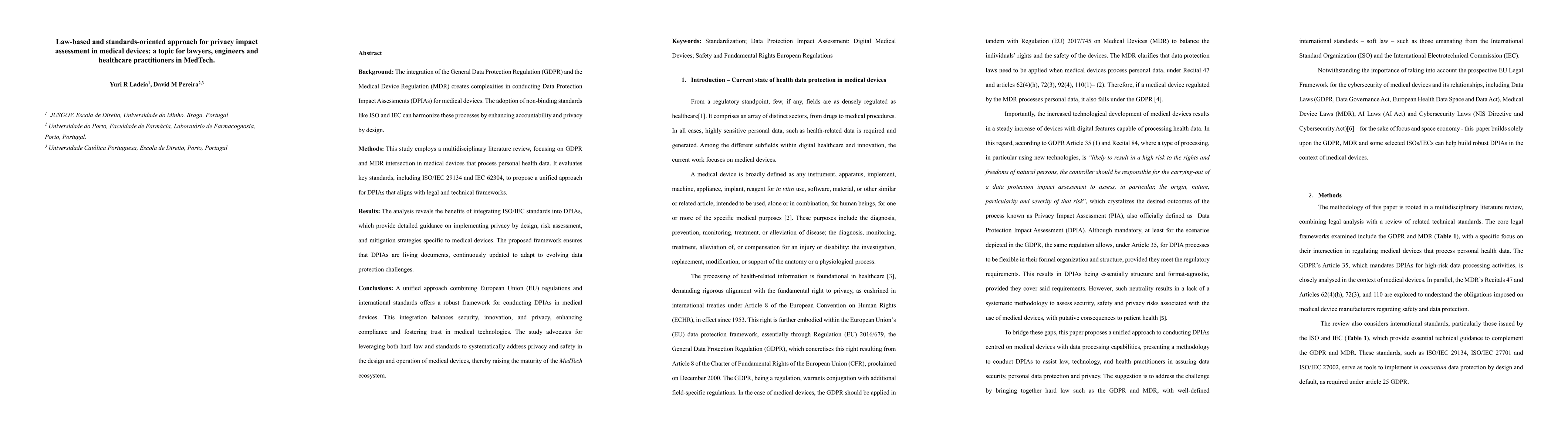 Thumbnail for Law-based and standards-oriented approach for privacy impact assessment
  in medical devices: a topic for lawyers, engineers and healthcare
  practitioners in MedTech