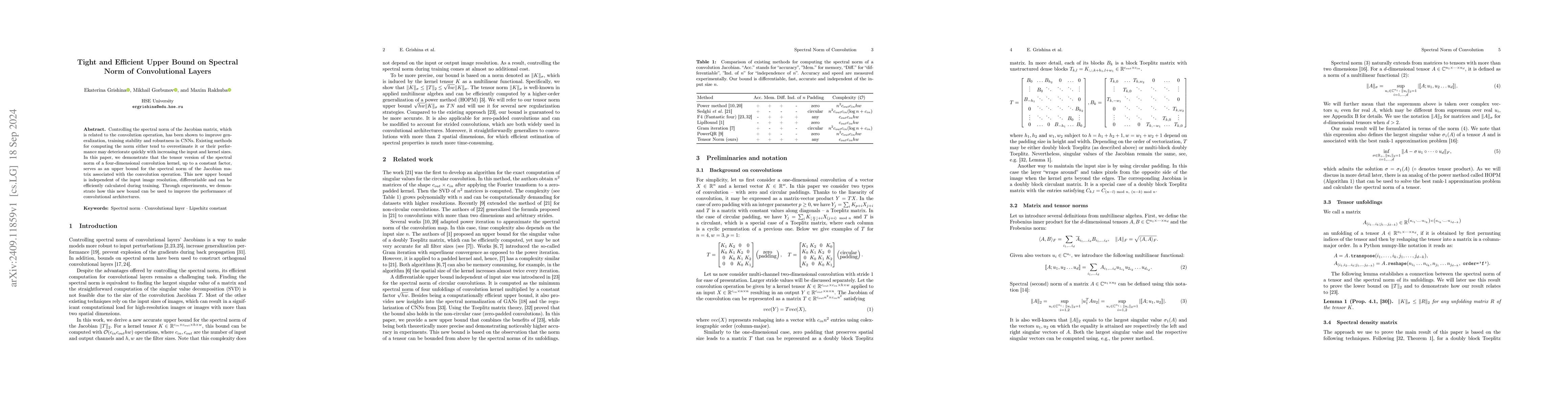 Thumbnail for Tight and Efficient Upper Bound on Spectral Norm of Convolutional Layers