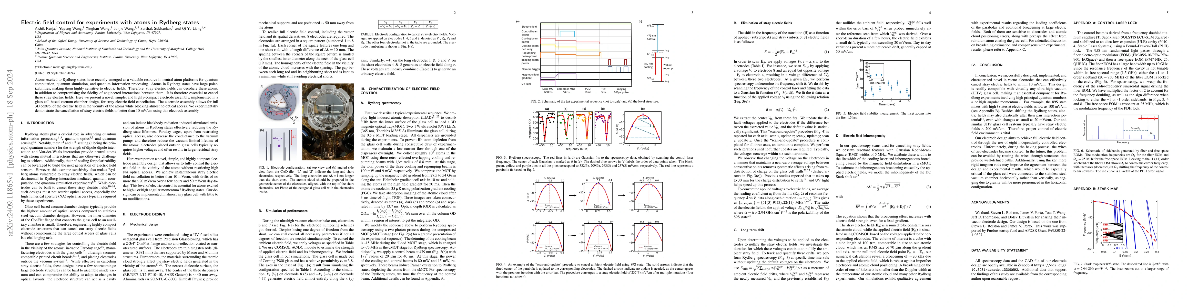 Thumbnail for Electric field control for experiments with atoms in Rydberg states